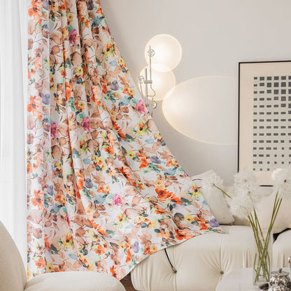 Flowers Bloom Curtains Watercolor Paiting Living Room Drapes 2 Panels