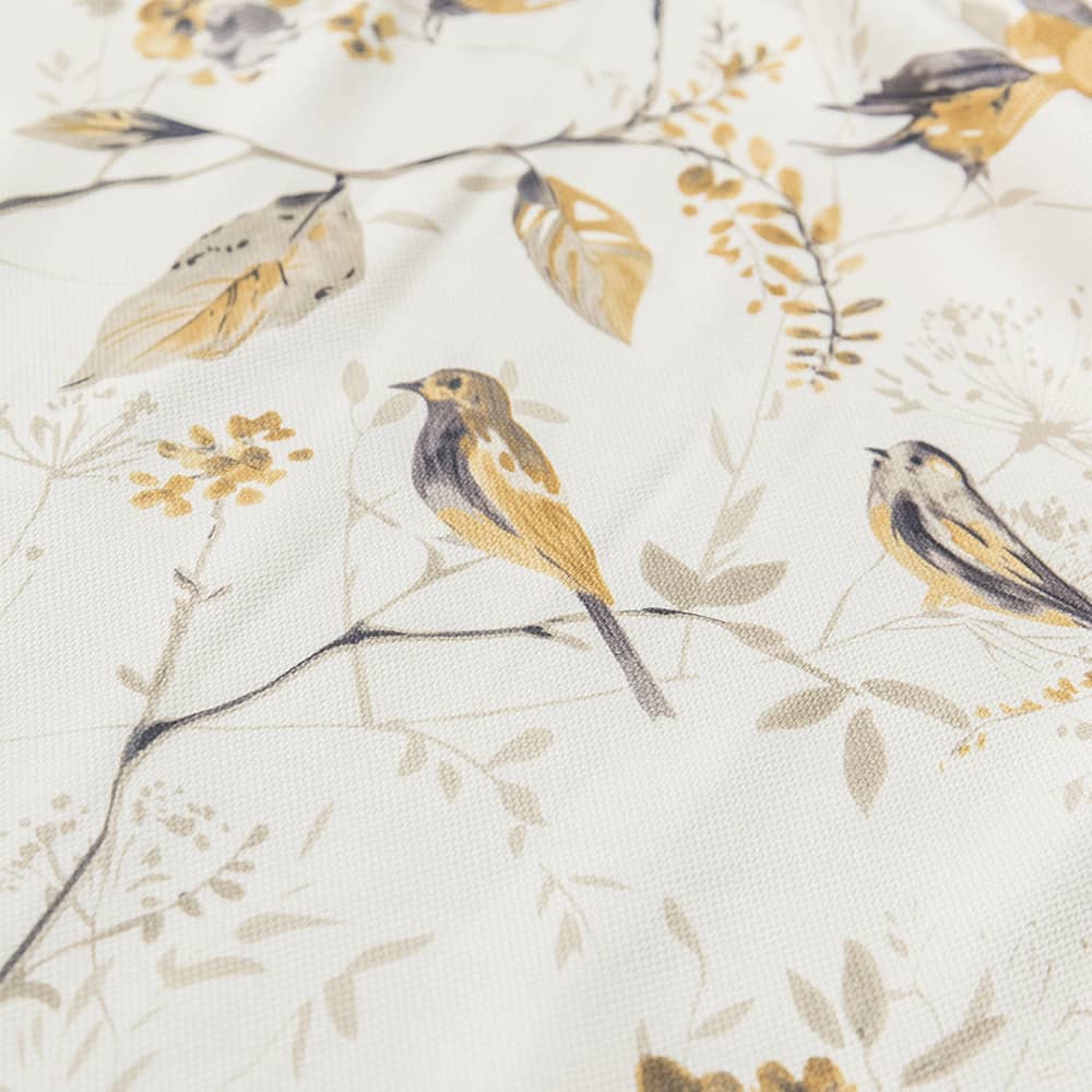 White Yellow Gray Birds Floral Balloon Shade Curtains Drapes