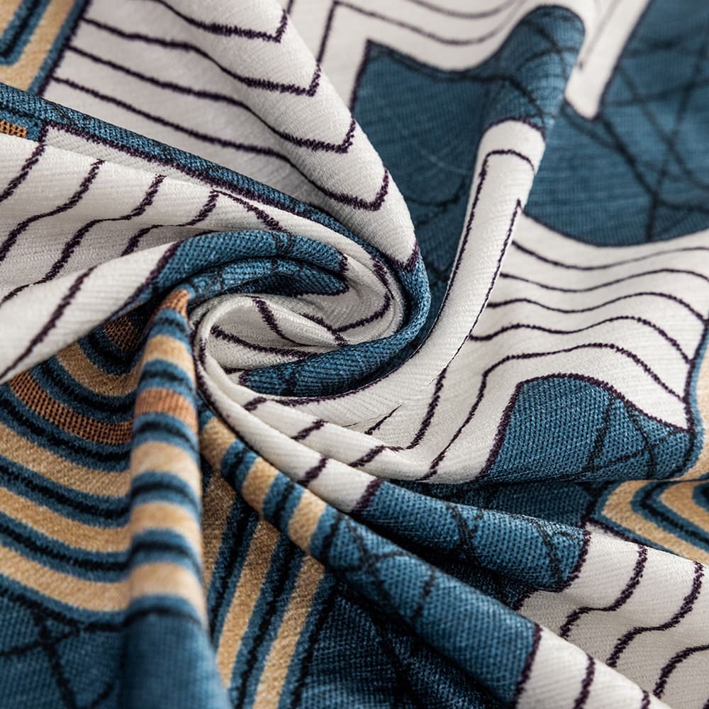 Preppy Coastal Navy White Geometric Chevron Balloon Shade Curtains