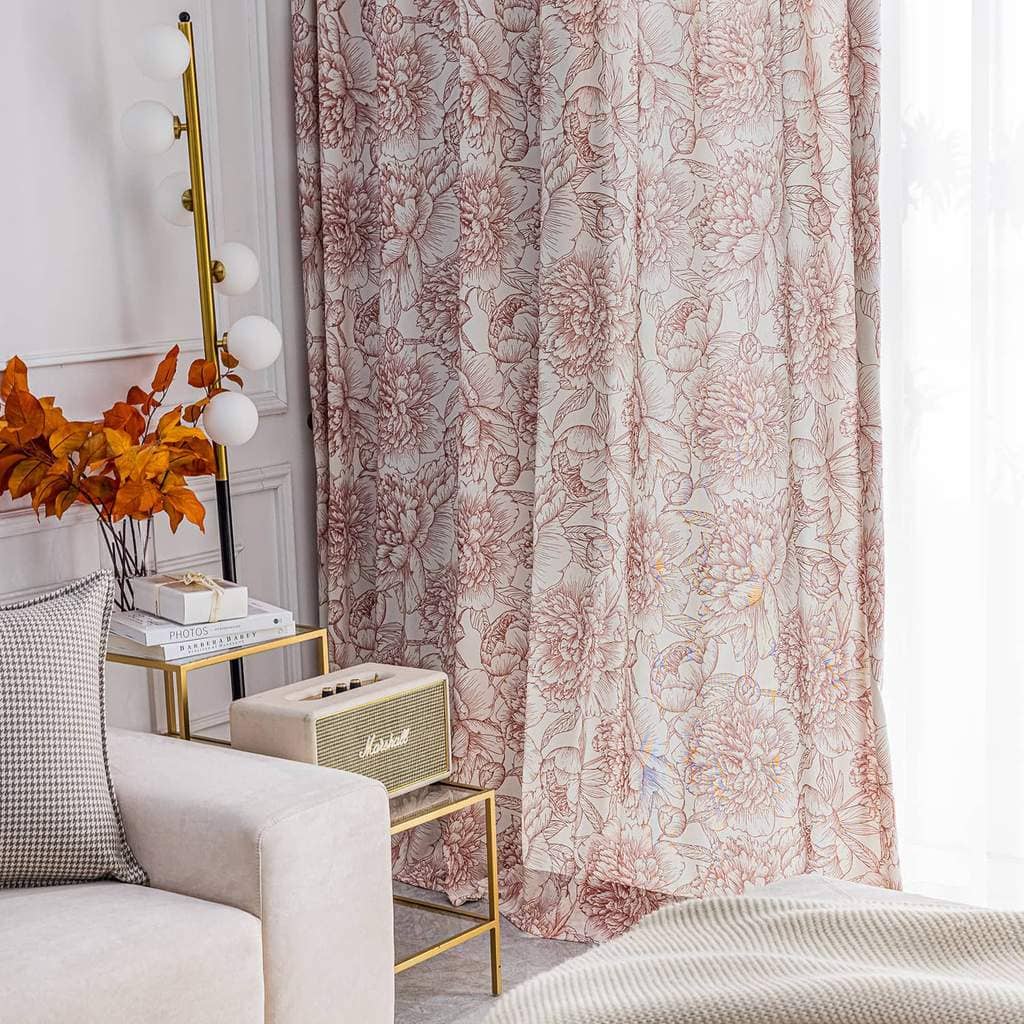 fancy red flower living room darkening curtains and drapes for sliding glass doors