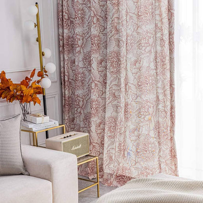 fancy red flower living room darkening curtains and drapes for sliding glass doors