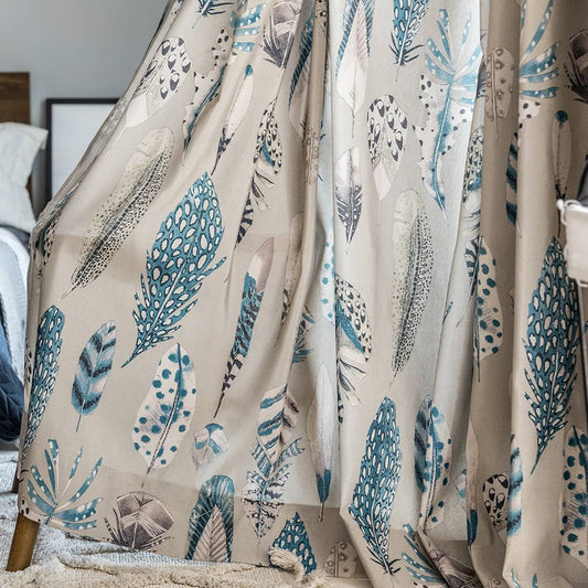 Blue Feathers Pattern Cushion case Pillow Cover 1 set of 2 Pillow Cases