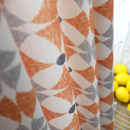 Flame Orange Curtains Bright Modern Geometry Drapes 2 Panels
