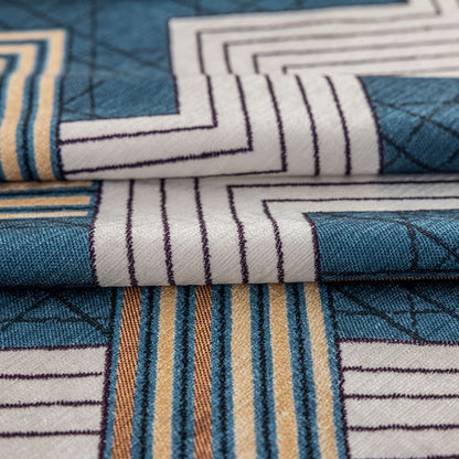 Preppy Coastal Navy White Geometric Chevron Balloon Shade Curtains