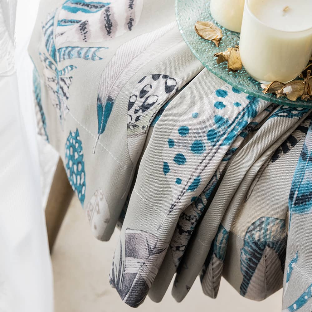 Blue Feathers Pattern Curtains Morden Fashion Misty Gray Drapes