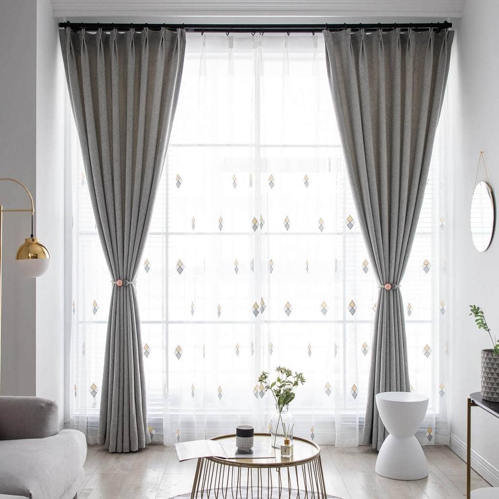 modern grey dining room curtains light blocking pleated drapes for sale