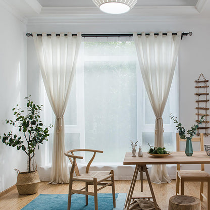Nature Linen Sheer Curtains for Living Room Cotton Blend Bedroom Voiles 2 Panels - Anady Top Space Design