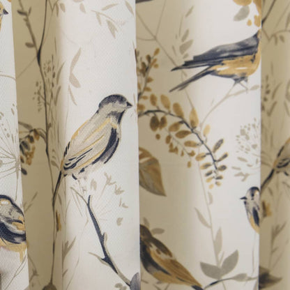 White Yellow Gray Birds Floral Balloon Shade Curtains Drapes